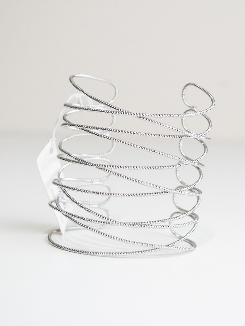 Bracelet Cuff Wide Flexible Twisted Design in Silver Color NWT